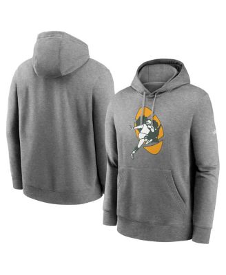 Men's Heathered Gray Green Bay Packers Rewind Club Fleece Pullover Hoodie