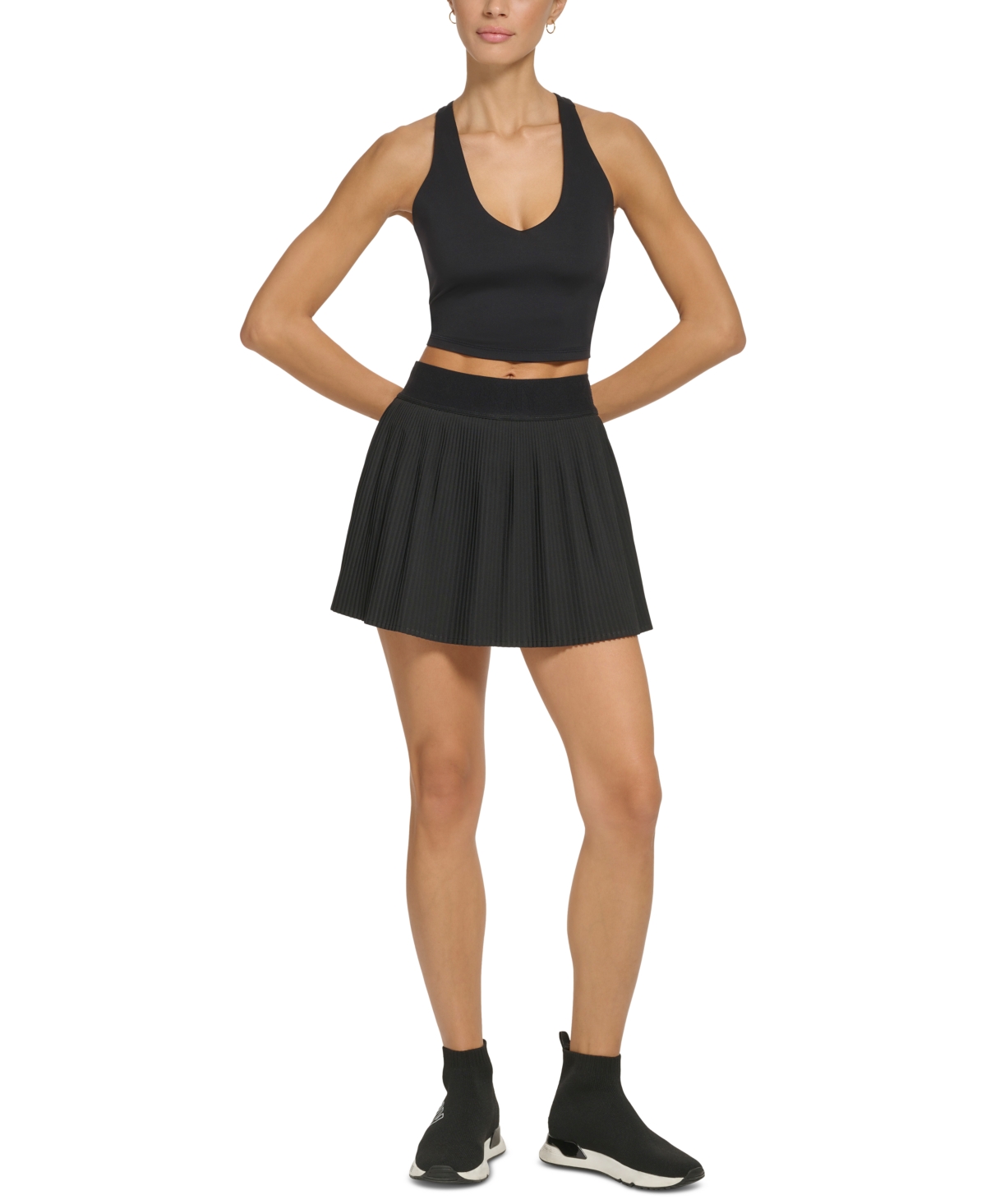 Dkny Sport Women's Performance Pleated Tennis Skirt In Black