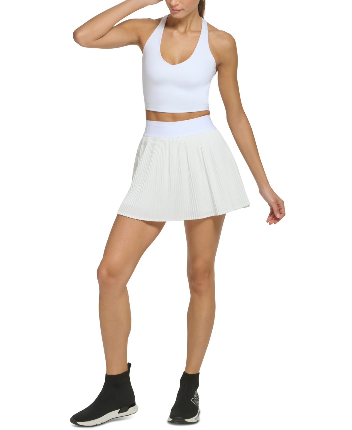 Dkny Sport Women's Performance Pleated Tennis Skirt In White