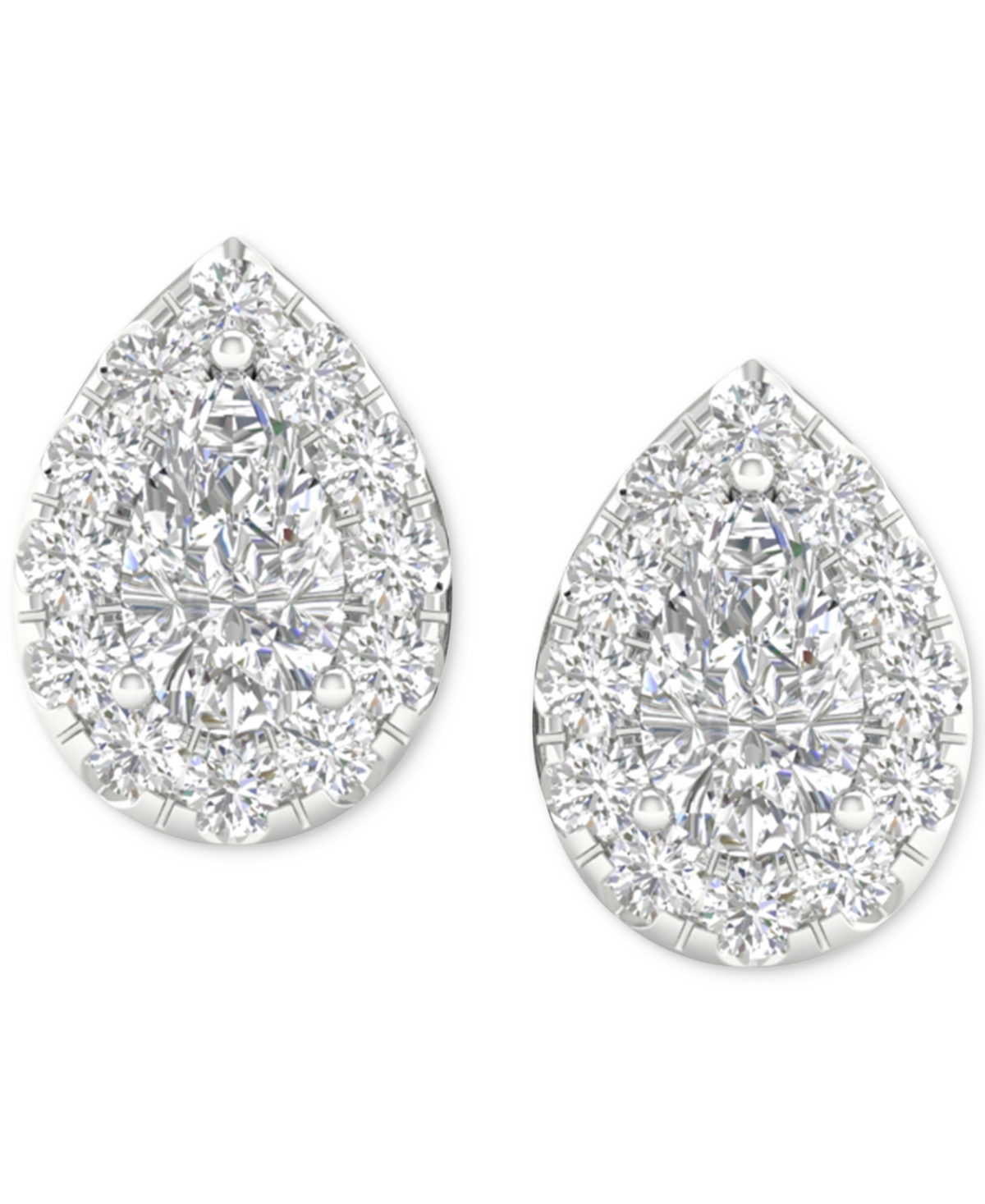 Diamond Pear-Cut Halo Stud Earrings (3/4 ct. t.w.) in 14k- White Gold