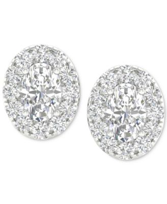 Diamond Oval Halo Stud Earrings (3/4 ct. t.w.) in 14k White Gold