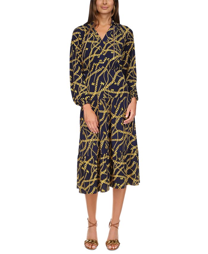 Michael Kors Women's Printed Chain Midi Dress & Reviews - Dresses - Women -  Macy's