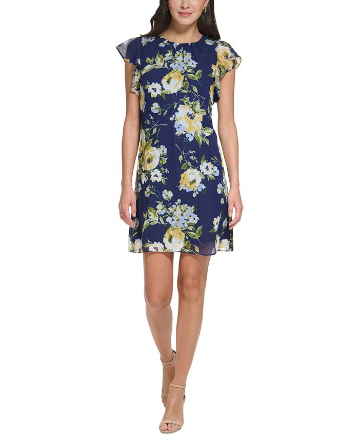 Jessica Howard Petite Floral Print Flutter Sleeve Dress Macy s