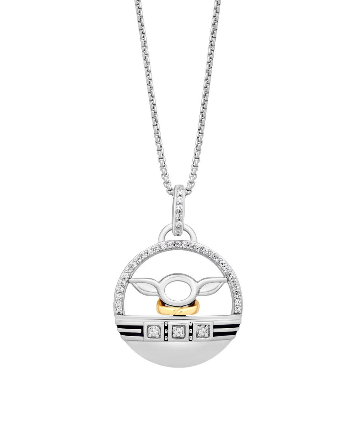 Star Wars Grogu Diamonds Pendant Necklace (1/10 Ct. T.w.) In 10k Yellow Gold And Sterling Silver In Two Tone