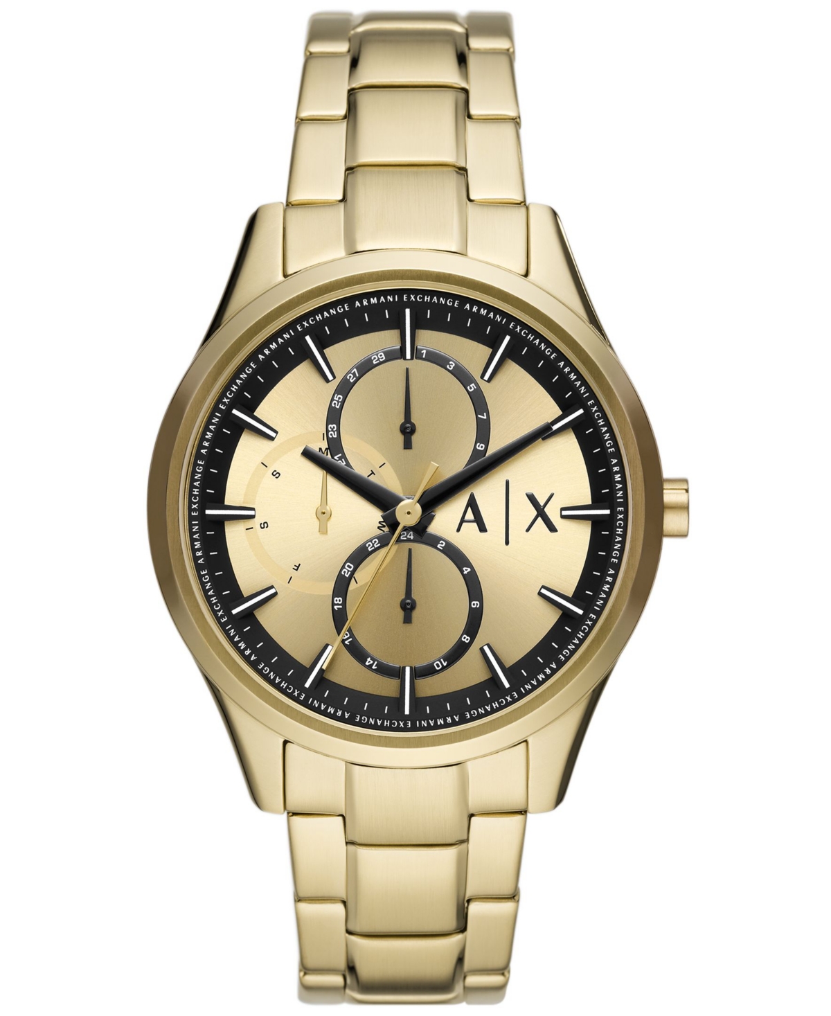 Ax Armani Exchange A X Armani Exchange Men's Multifunction Gold-tone Stainless Steel Bracelet Watch, 42mm