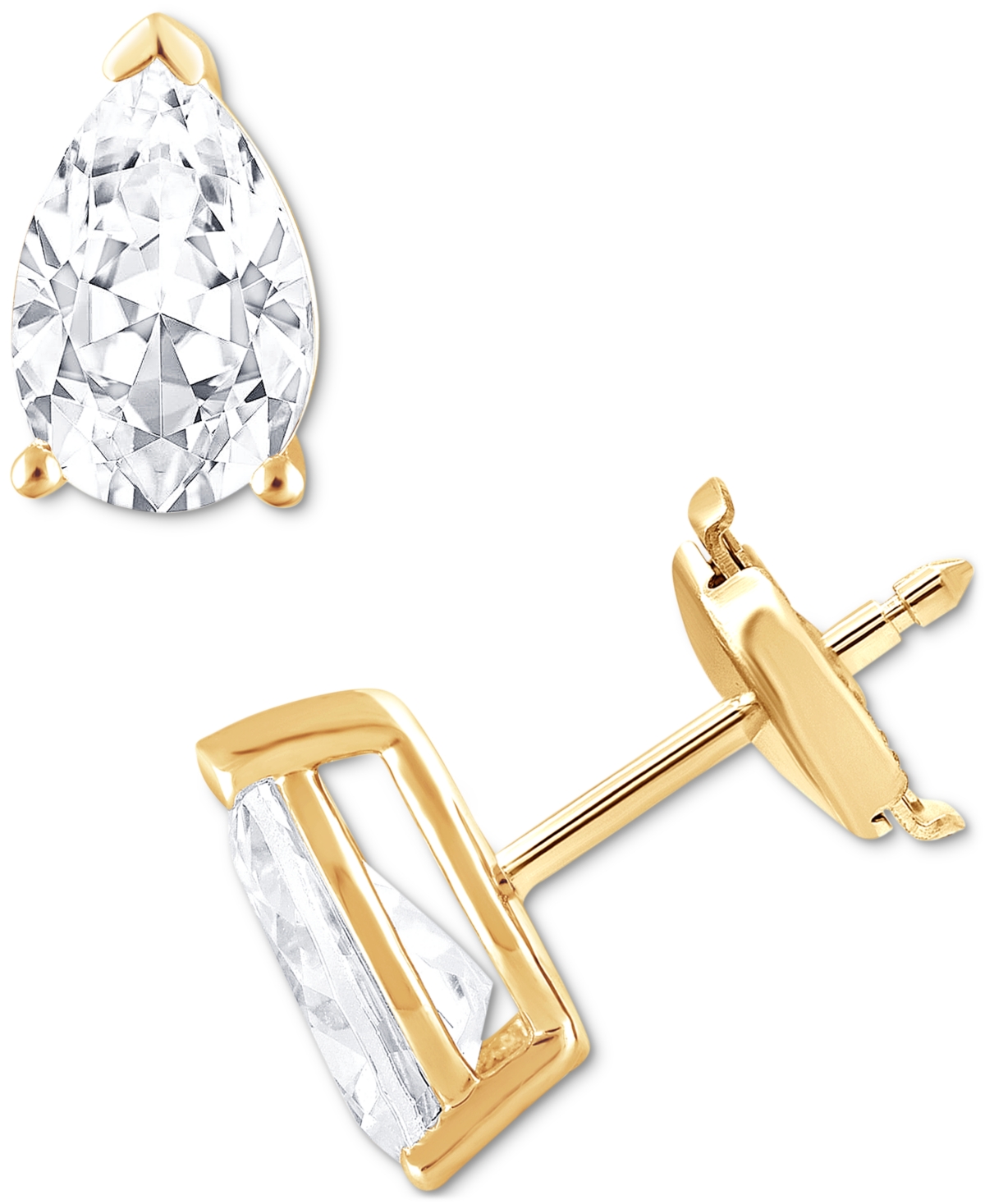 Certified Lab Grown Diamond Pear Stud Earrings (4 ct. t.w.) in 14k Gold - Yellow Gold