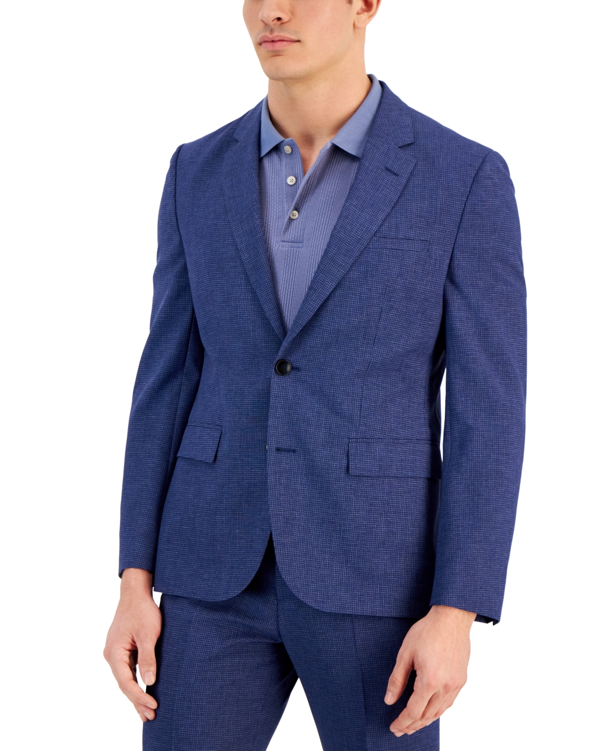 Shop Hugo By  Boss Men's Modern-fit Micro-grid Superflex Suit Jacket In Blue