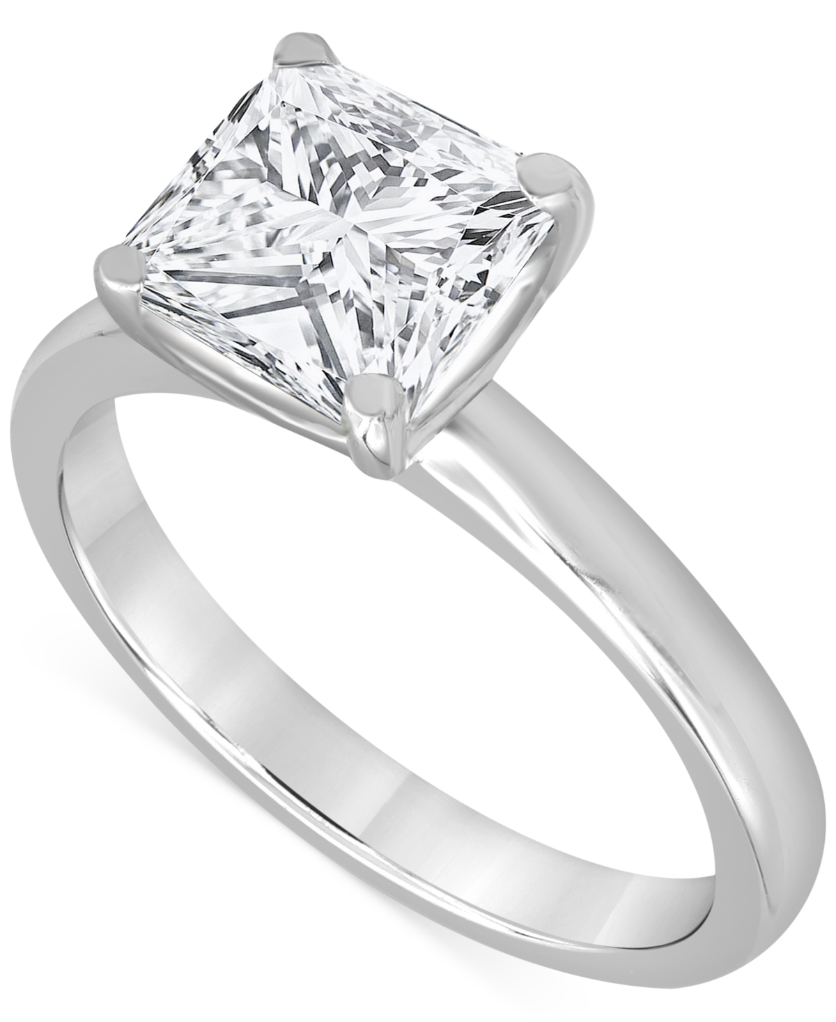 Badgley Mischka Certified Lab Grown Diamond Princess-cut Solitaire Engagement Ring (4 Ct. T.w.) In 14k Gold In White Gold