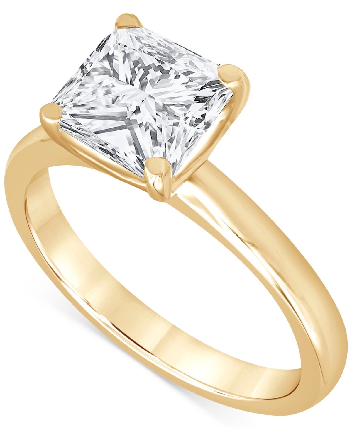 Shop Badgley Mischka Certified Lab Grown Diamond Princess-cut Solitaire Engagement Ring (4 Ct. T.w.) In 14k Gold In Yellow Gold