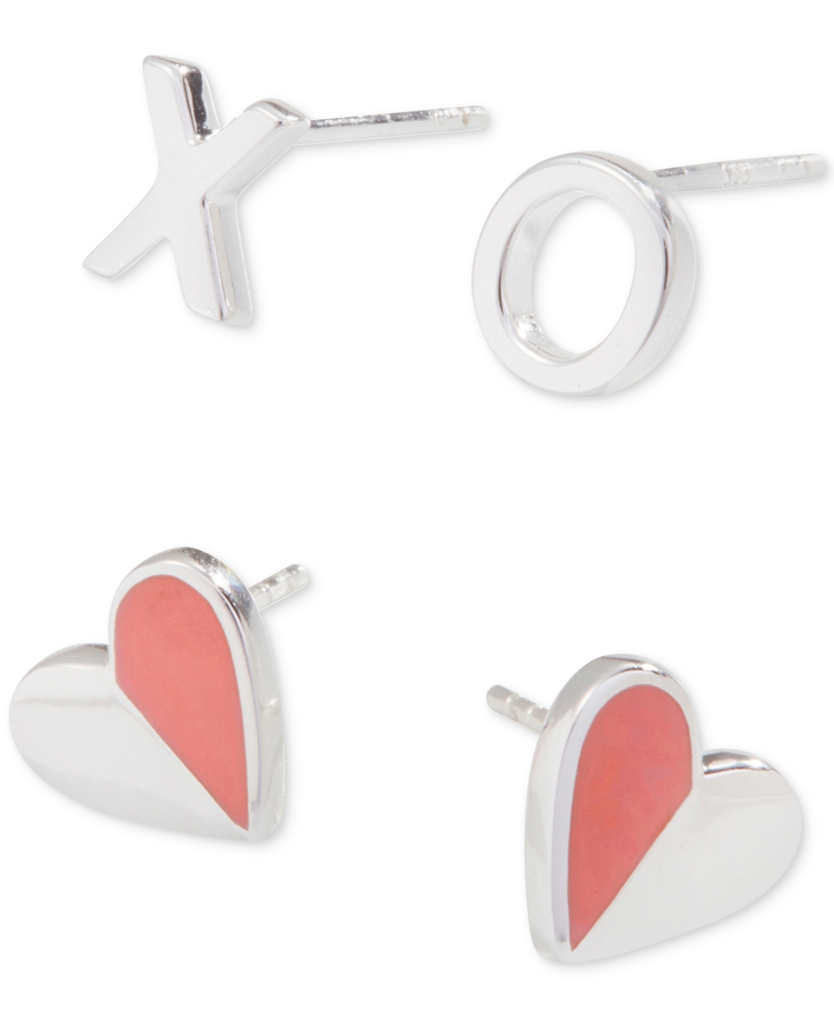 Alex and Ani 2-Pc. Set Red Heart & Xo Mismatch Stud Earrings