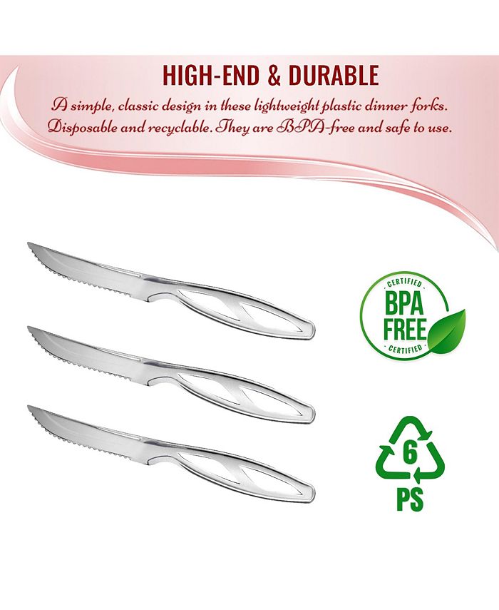 Smarty Had A Party Silver Disposable Plastic Steak Knives (360 Knives