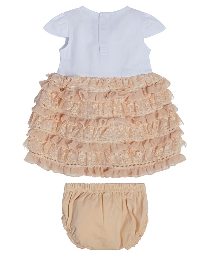 GUESS Baby Girls Jersey Embroidered Sequin Logo Lace Dress Macy's