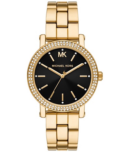 Michael Kors Women's Maci Red Leather Strap Watch 34mm - Macy's