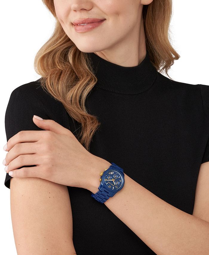 Michael Kors Runway Quartz Blue Dial Blue Steel Strap Watch For Women - MK3419