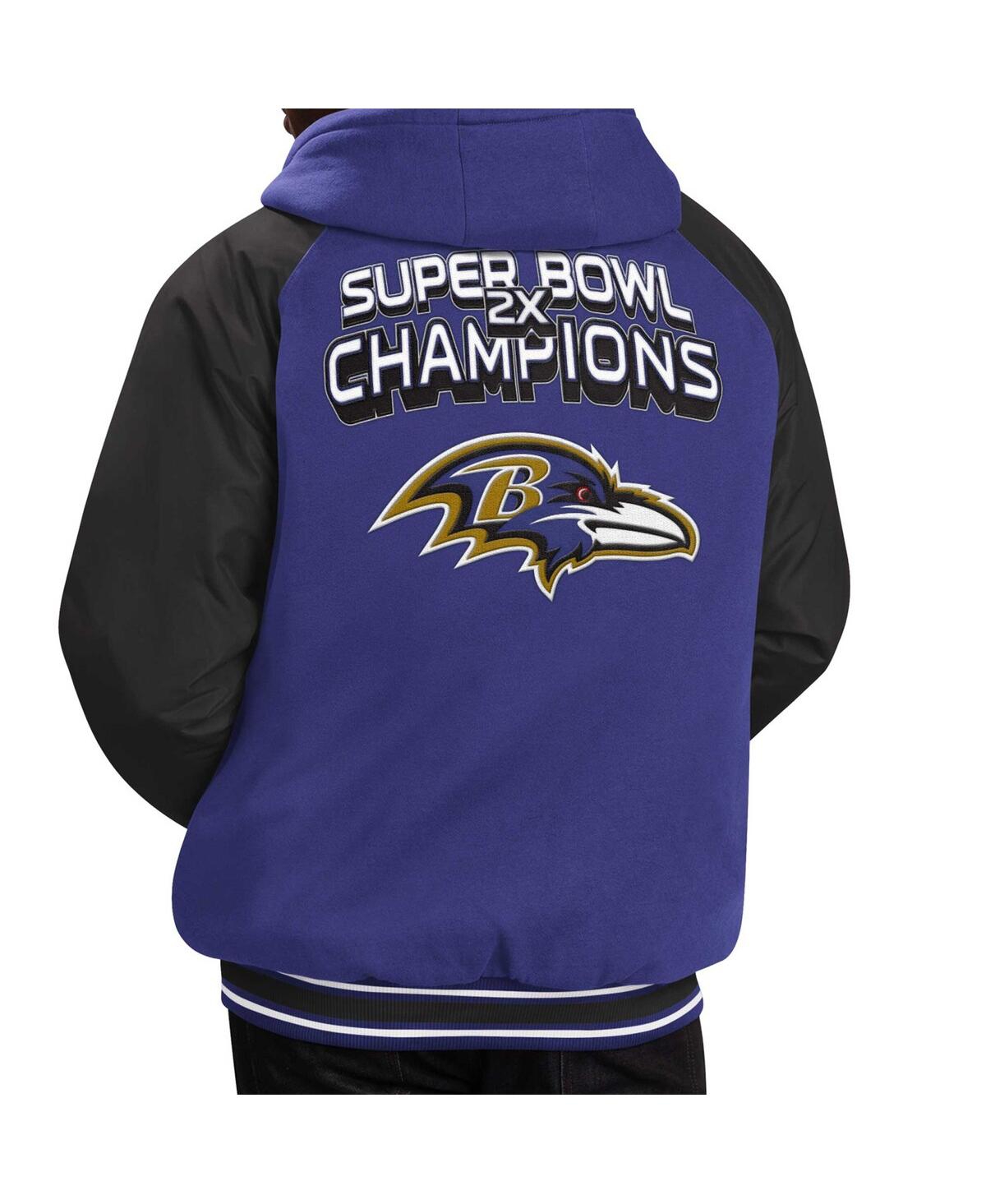Men's G-iii Sports by Carl BanksBaltimore Ravens Defender Raglan Full-Zip Hoodie Varsity Jacket - Purple