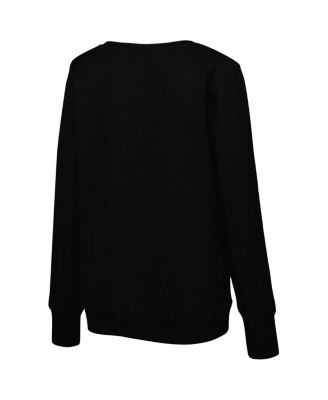 Women's Black Tennessee Titans Sequin Logo V-Neck Pullover Sweatshirt