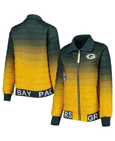Женские куртки The Wild Collective Women's Green, Gold Green Bay Packers Color Block Full-Zip Puffer Jacket