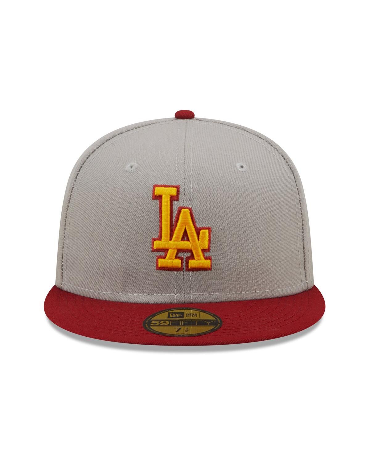 Shop New Era Men's Gray, Red Los Angeles Dodgers Navy Undervisor 59fifty Fitted Hat In Gray,red