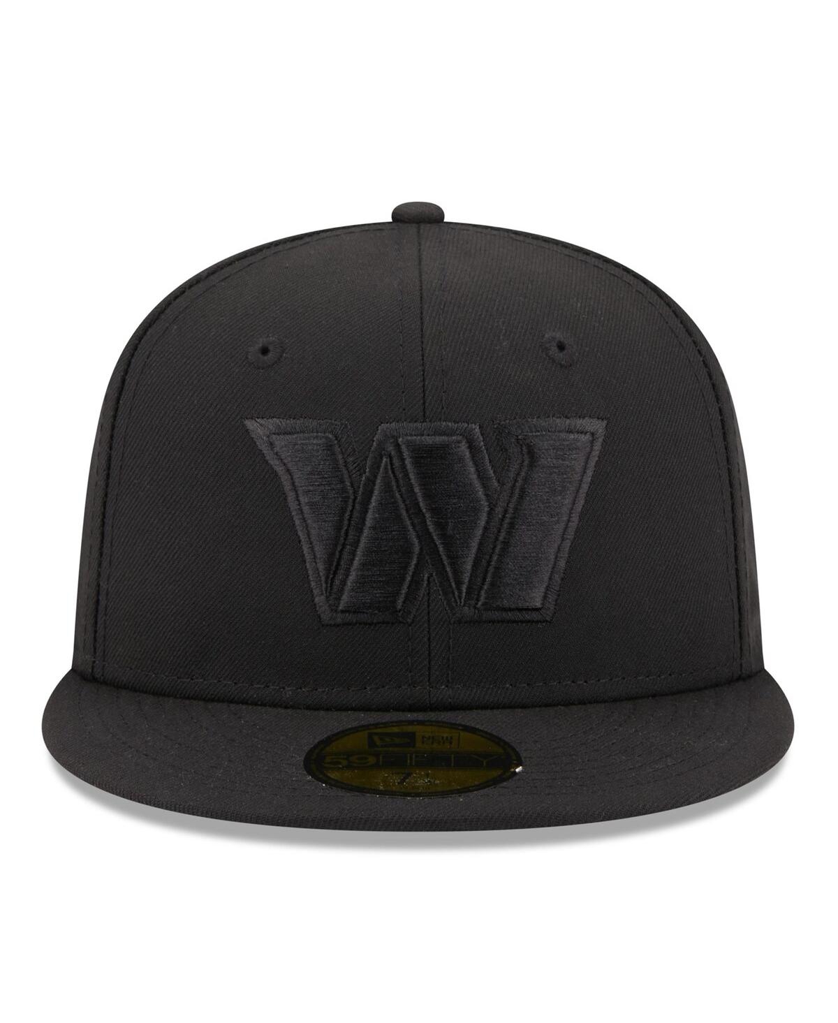 Shop New Era Men's  Washington Commanders Black On Black Alternate Logo 59fifty Fitted Hat