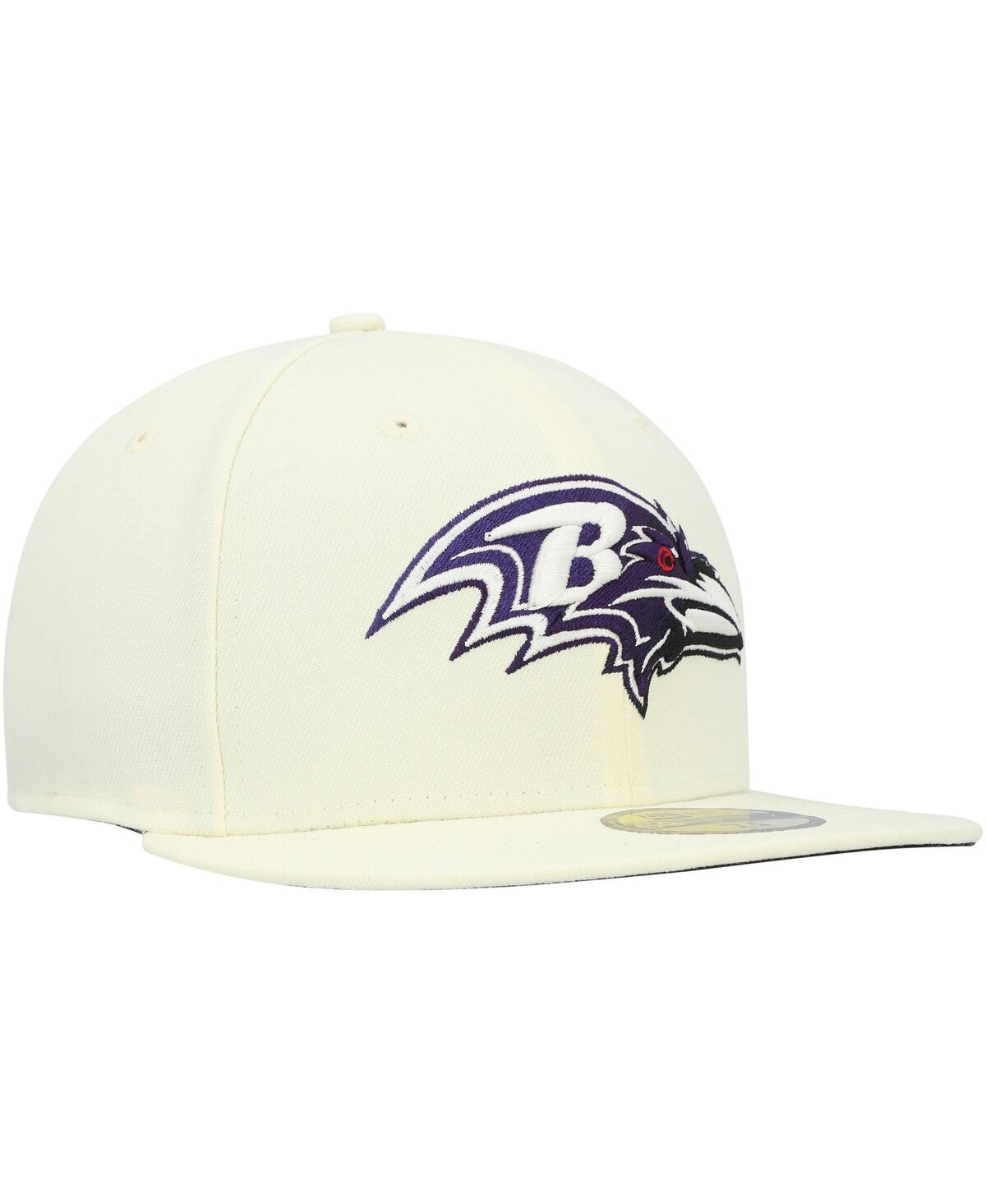 Shop New Era Men's  Cream Baltimore Ravens Chrome Color Dim 59fifty Fitted Hat