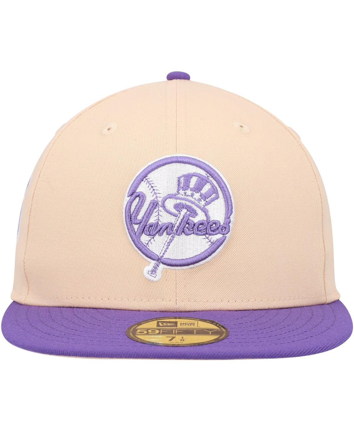 NEW ERA MEN'S NEW ERA PEACH, PURPLE NEW YORK YANKEES SUBWAY SERIES SIDE PATCH 59FIFTY FITTED HAT 