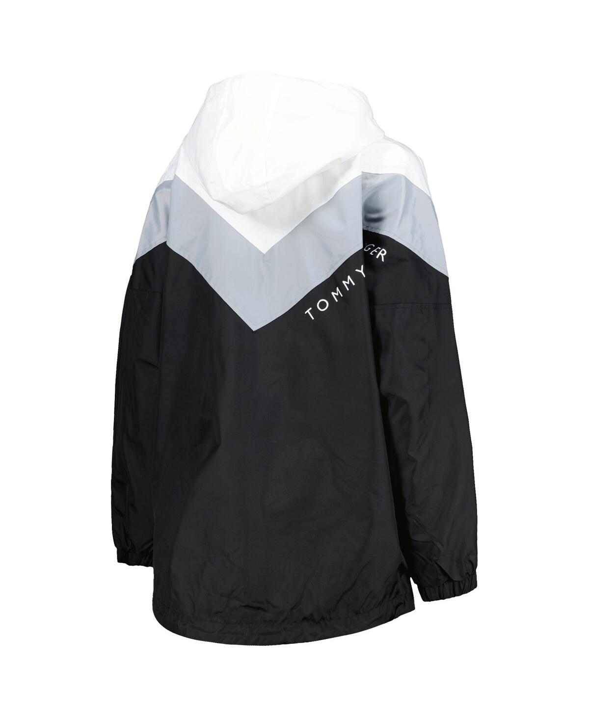 Shop Tommy Hilfiger Women's  White, Silver Las Vegas Raiders Staci Half-zip Hoodie Windbreaker Jacket In White,silver