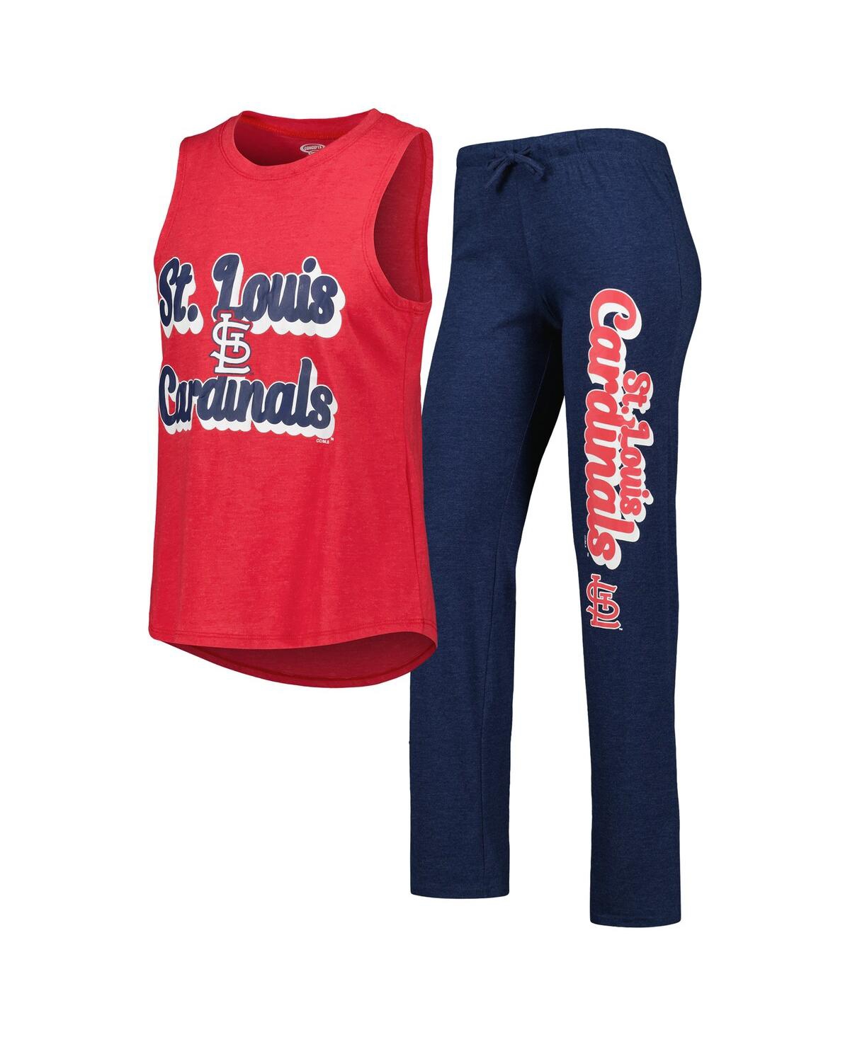 Shop Concepts Sport Women's Navy, Red St. Louis Cardinals Wordmark Meter Muscle Tank Top And Pants Sleep Set In Navy,red