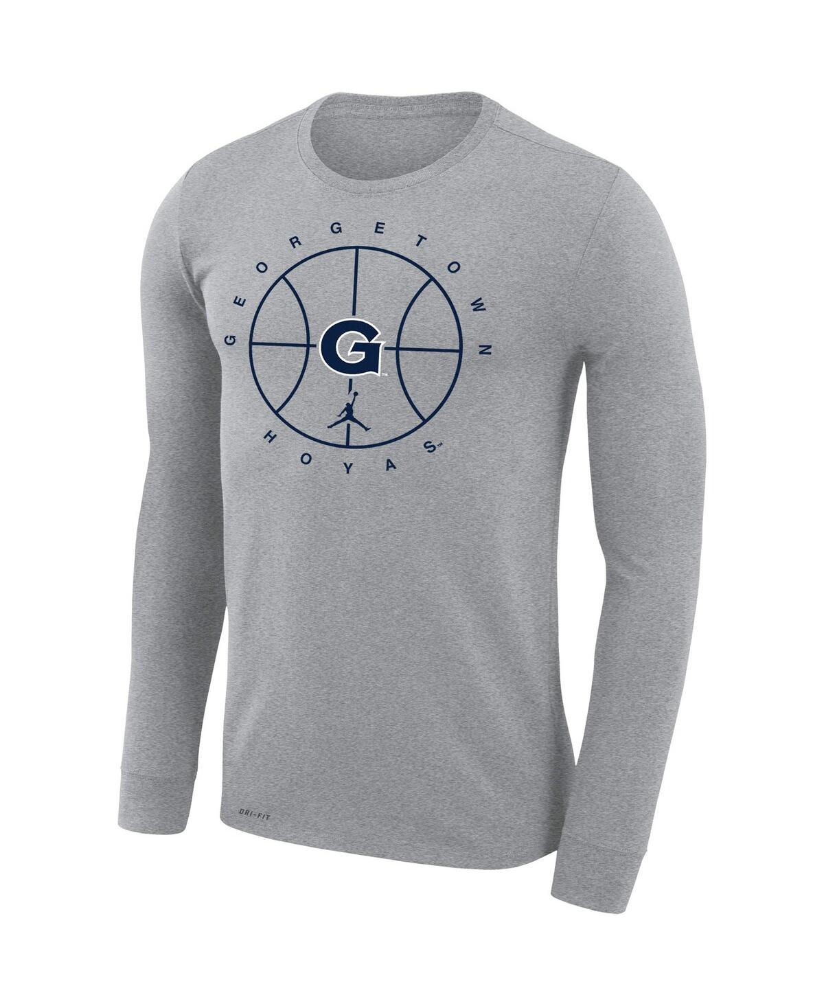 Shop Jordan Men's  Heathered Gray Georgetown Hoyas Basketball Icon Legend Performance Long Sleeve T-shirt