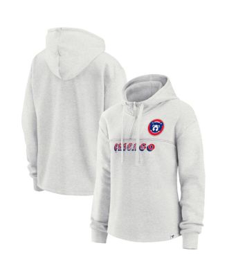Women's Oatmeal Chicago Cubs True Classics Legacy Quarter-Zip Hoodie