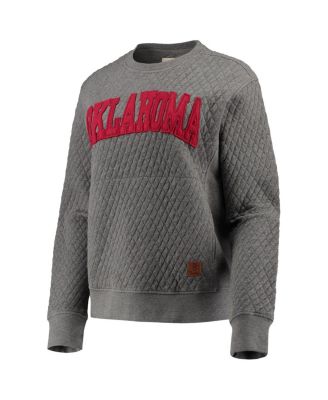 Women's Heather Charcoal Oklahoma Sooners Moose Quilted Pullover Sweatshirt