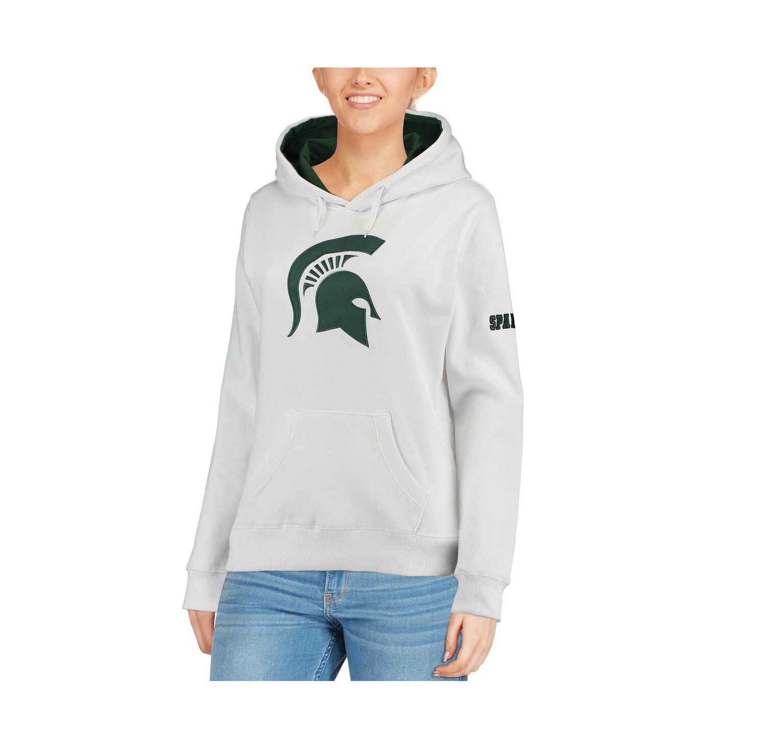 Women's White Michigan State Spartans Big Logo Pullover Sweatshirt