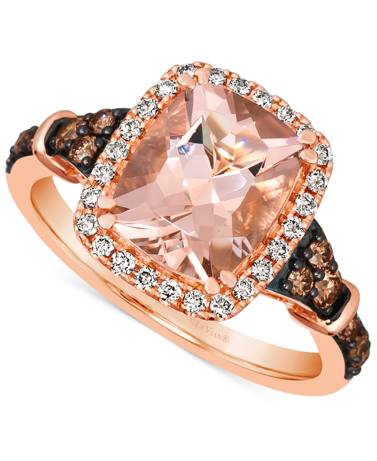 Le Vian Peach Morganite (2-1/4 Ct. T.w.) & Diamond (3/8 Ct. T.w.) Halo Ring In 14k Rose Gold In K Strawberry Gold Ring