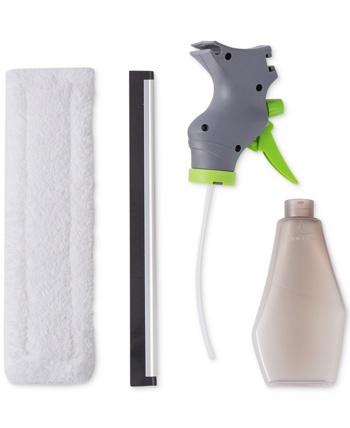 True & Tidy Glass Cleaner Spray Bottle With Built-in Squeegee In Lime
