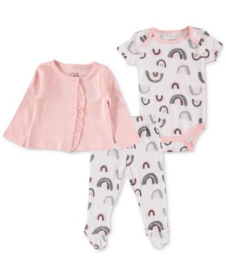 Chickpea - Baby Girls 3-Pc. Cardigan, Bodysuit & Pants Set