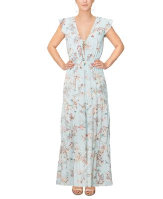 RACHEL Rachel Roy - Women's Alice Printed Flutter-Sleeve Maxi Dress