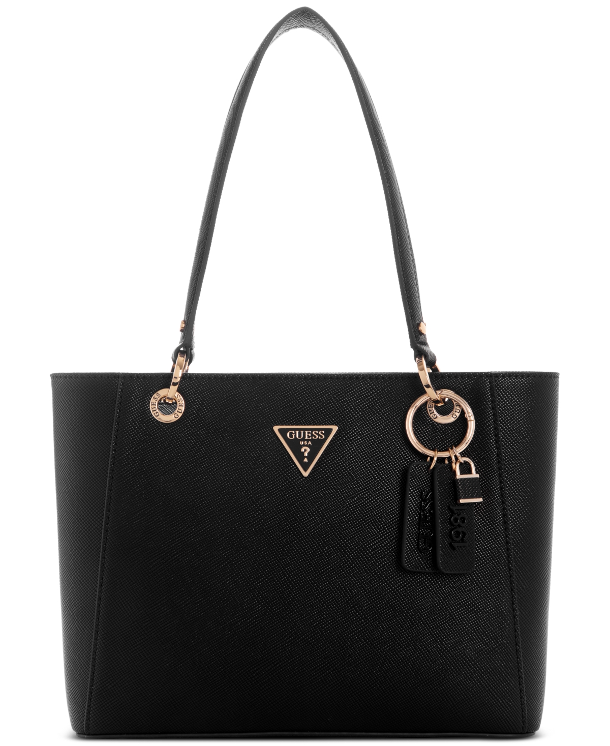 Guess Noelle Medium Double Compartment Top Zip Tote In Black