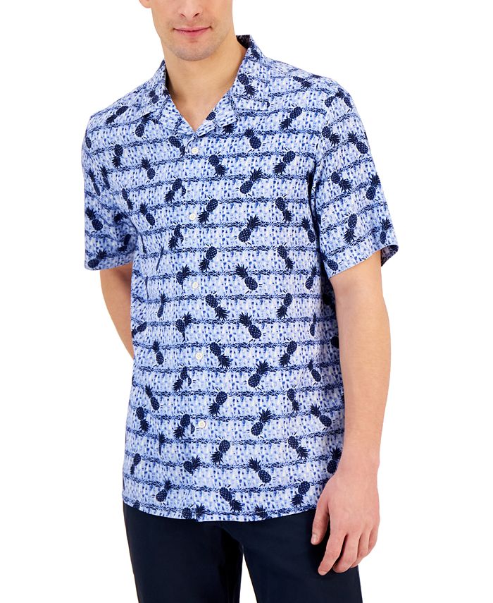 Club Room Men's Short-Sleeve Elevated Pineapple Shirt, Created for Macy ...