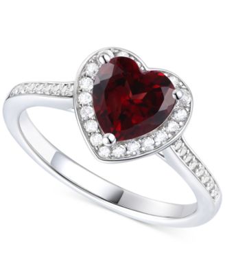 3-Pc. Set Garnet: (4 ct. t.w.) & Lab-Grown White Sapphire (3/4 ct. t.w.)Amethyst (3-1/3 ct. t.w.) Heart Pendant Necklace, Ring, & Stud Earrings in Sterling Silver (Also in Additional Gemstones)