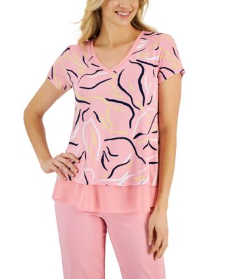 V Neck Macys Jm Tops JM Collection Women's Abstract-Print V