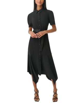 KARL LAGERFELD PARIS - Women's Handkerchief-Hem Midi Shirtdress