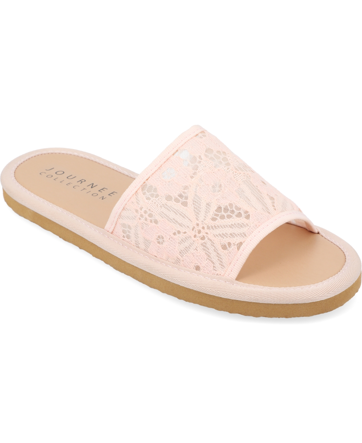 Journee Collection Women's Eniola Lace Flat Slide Sandals