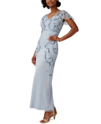Papell Studio - Women's Embellished Flutter-Sleeve Gown