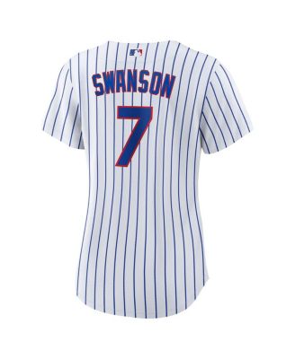 Women's Dansby Swanson White, Royal Chicago Cubs Home Replica Player Jersey