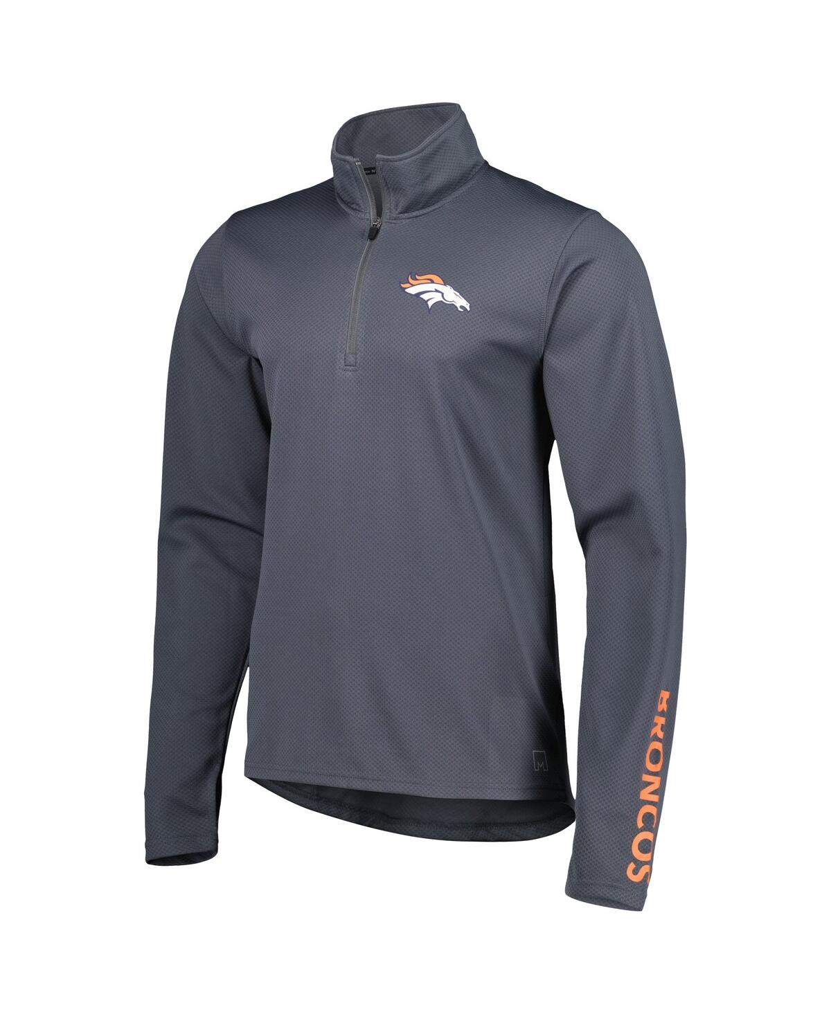 Msx By Michael Strahan Men's  Charcoal Denver Broncos Half-zip Hoodie In Charcoal