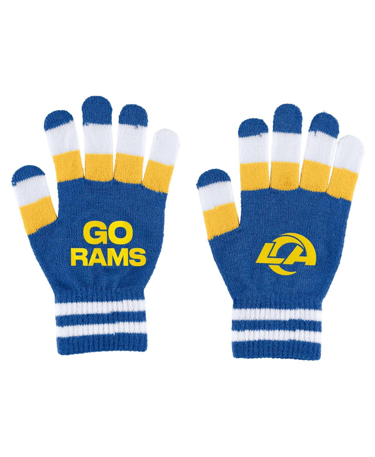 Shop Wear By Erin Andrews Women's  Los Angeles Rams Striped Scarf And Gloves Set In Multi