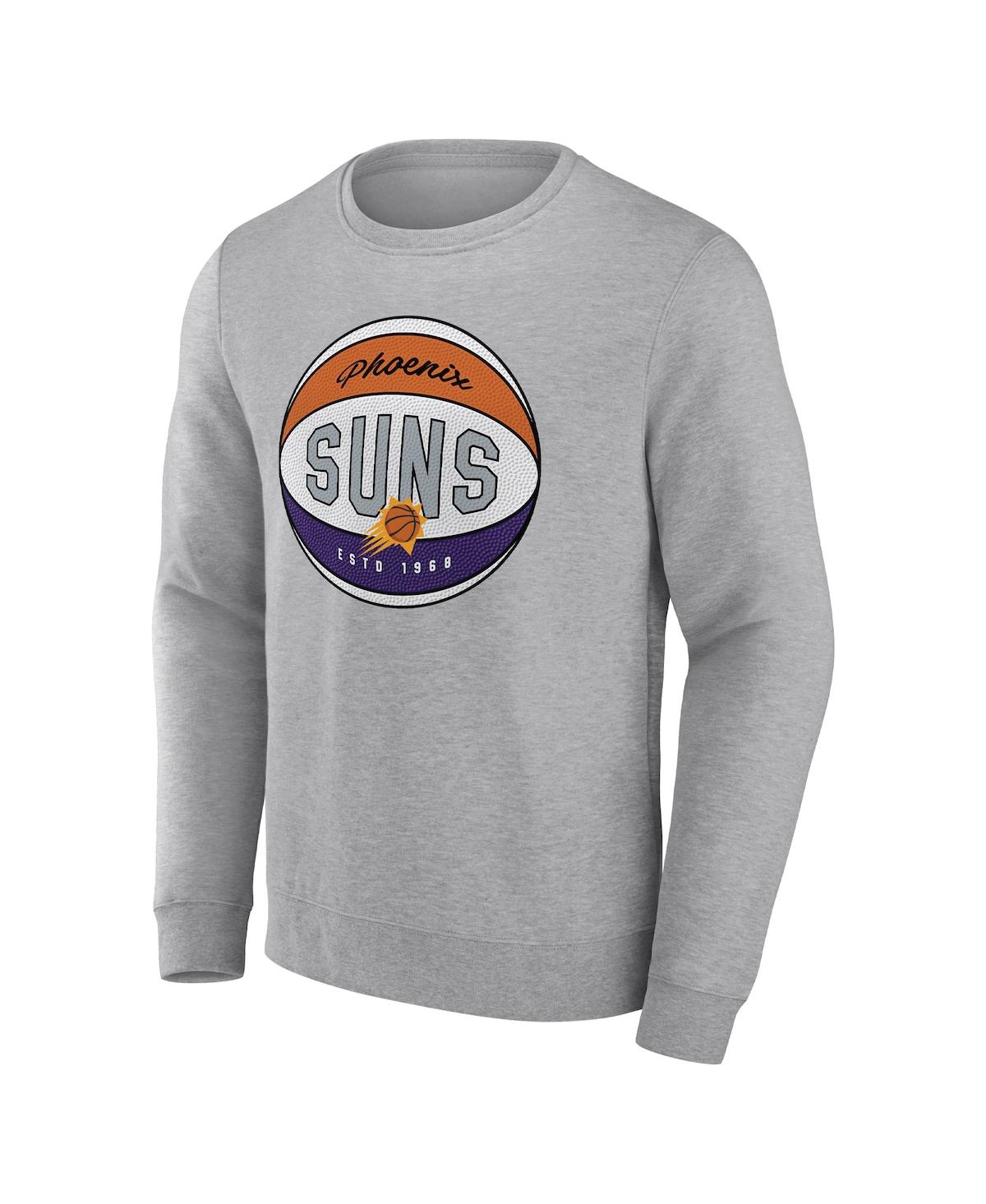 Shop Fanatics Men's  Heathered Gray Phoenix Suns True Classics Vint Pullover Sweatshirt