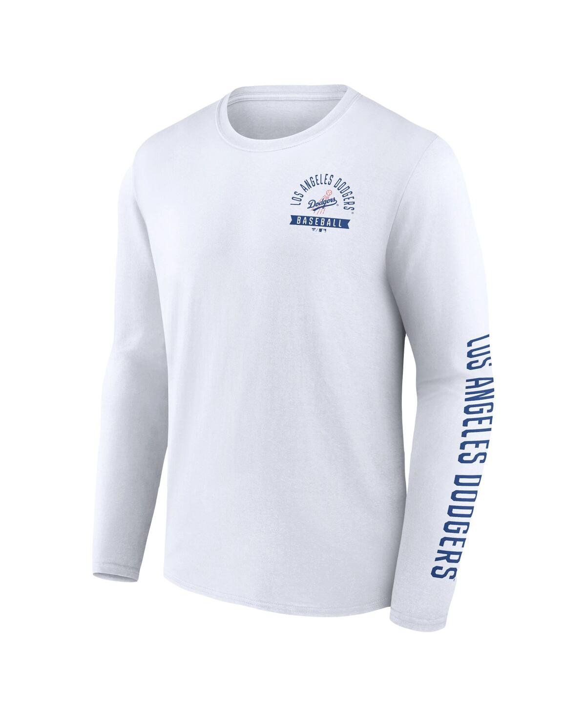 Shop Fanatics Men's  White Los Angeles Dodgers Pressbox Long Sleeve T-shirt