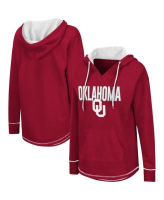 Women's Crimson Oklahoma Sooners Tunic Pullover V-Neck Hoodie