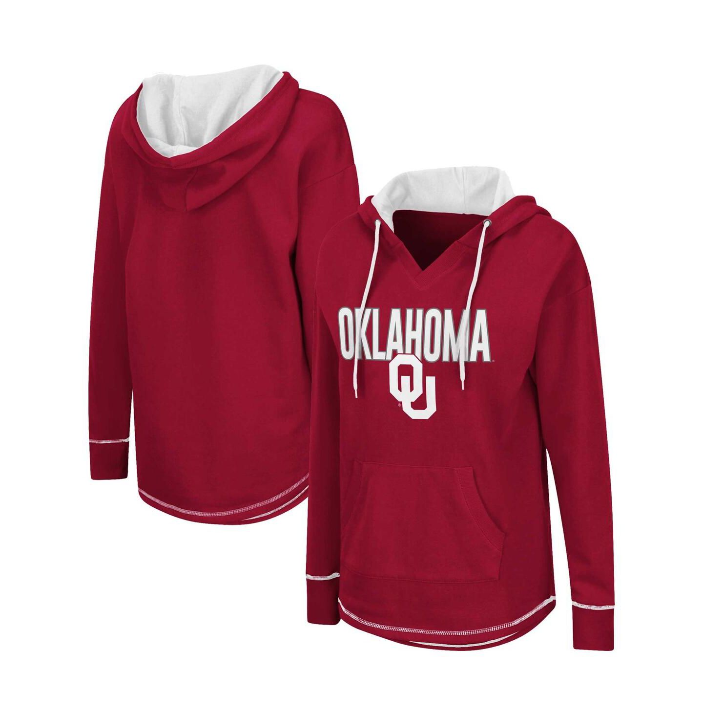 Женское худи Colosseum Crimson Oklahoma Sooners Tunic Pullover V-Neck — фото 4