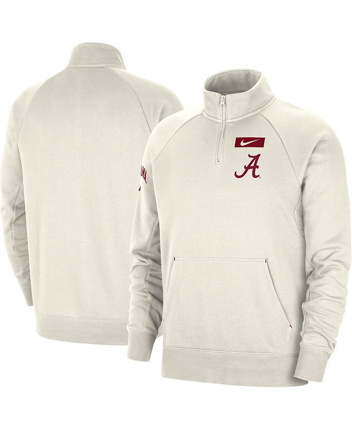 Nike Men s Cream Alabama Crimson Tide Raglan Quarter Zip Jacket